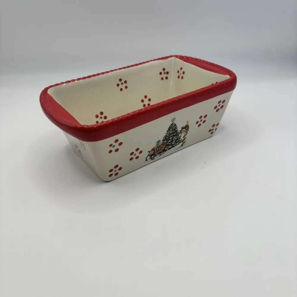 Temptations By Tara Mini Loaf Pan Christmas Holiday Motif Bakeware whimsical ￼